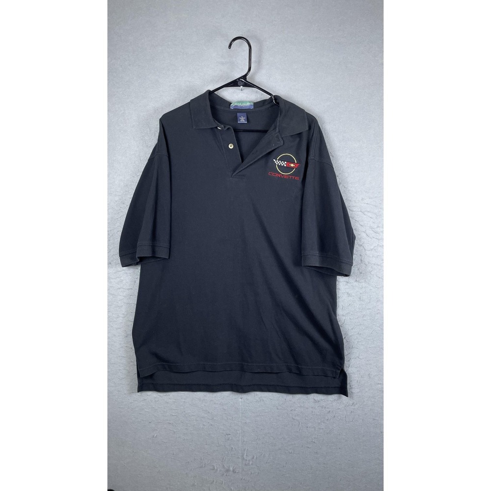 Pine Island Chevy Corvette Polo Shirt Mens XL Black Embroidered Logo Golf USA